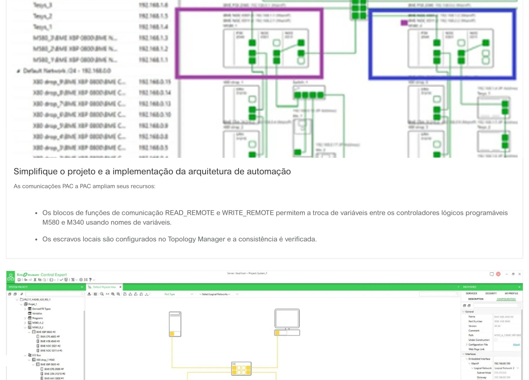 Topologia Schneider EcoStruxure Control Expert
