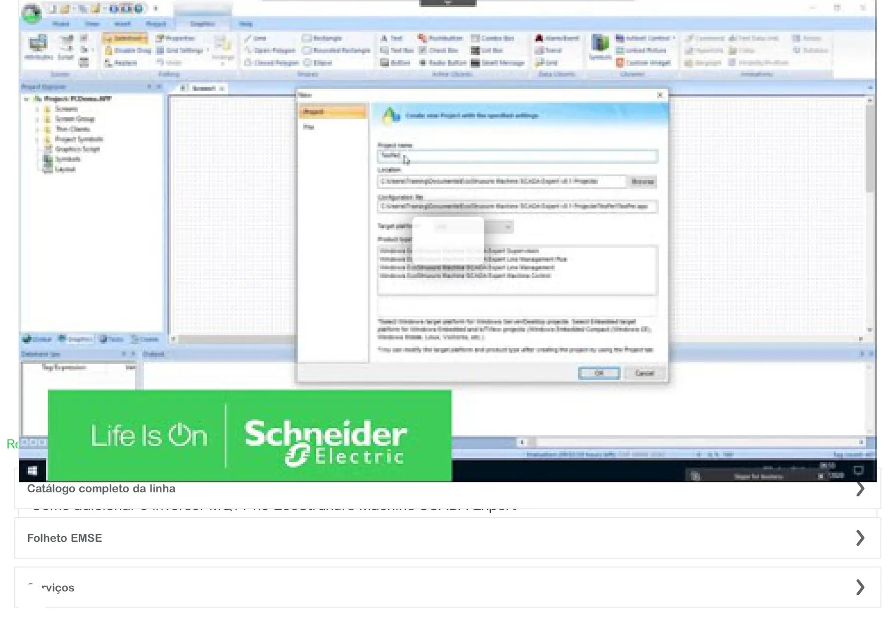 Tela de referência Schneider EcoStruxure Machine SCADA Expert